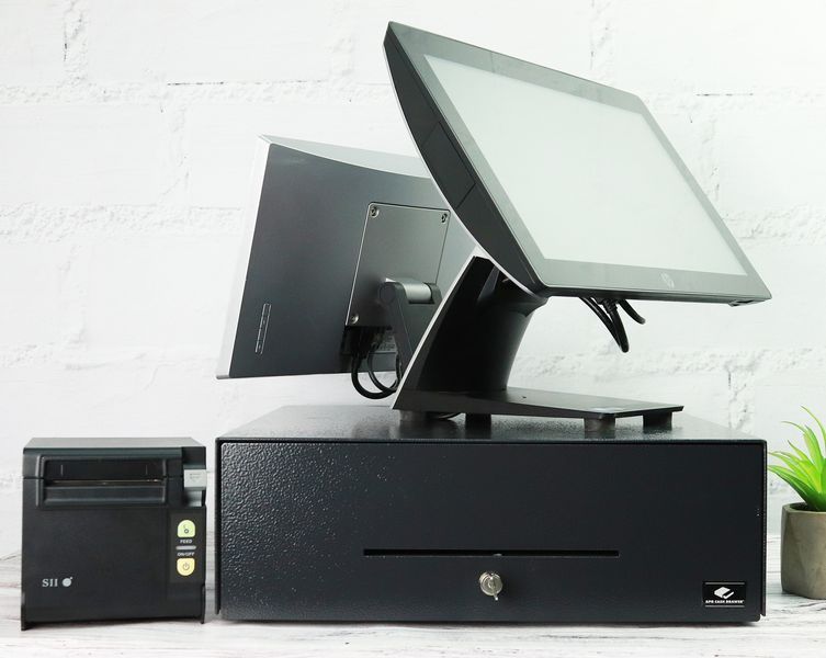 Б/в POS-термінал HP RP9 G1 AiO Model 9015 Intel Celeron G3900 4Gb RAM 128SSD + сканер штрихкодів + принтер чеків + касовий ящик pc000162