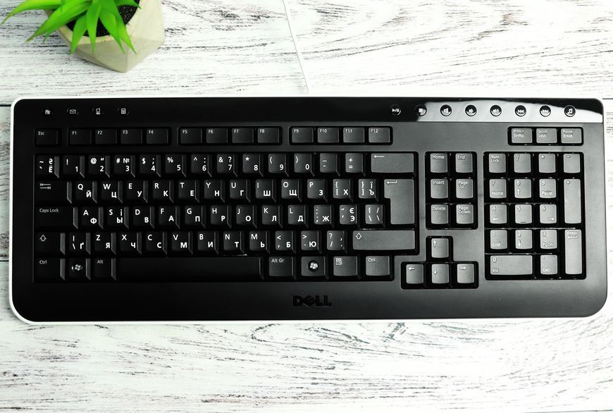 Б/у Клавиатура Dell SK-8165 USB Multimedia c кириллицей (наклейки) White-Black 7777-569635-66963325-01