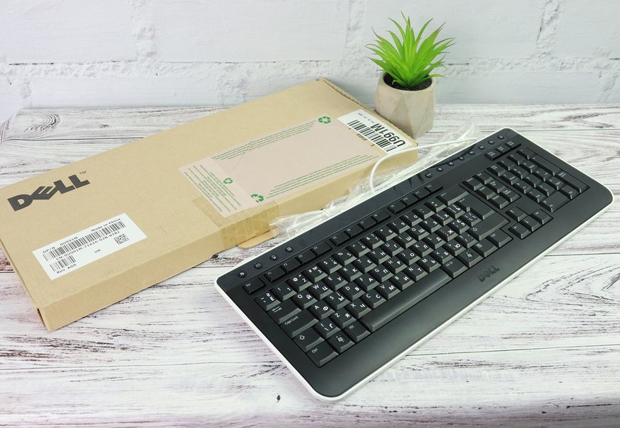 Б/у Клавиатура Dell SK-8165 USB Multimedia c кириллицей (наклейки) White-Black 7777-569635-66963325-01