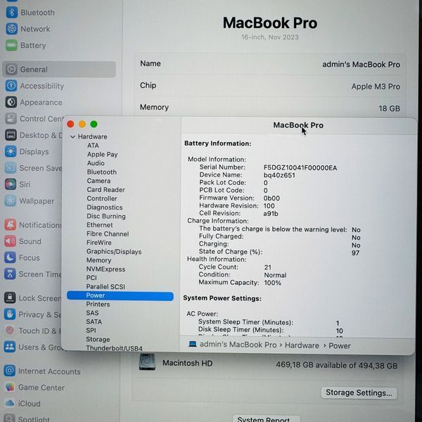 Б/у Ноутбук 16" Apple MacBook Pro M3 Pro 18GB RAM 512Gb SSD MiniLED Space Black 890-macbook-pro-16-nov-2075