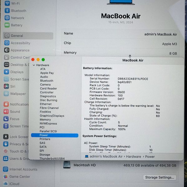 Б/у Ноутбук 15" Apple MacBook Air M3 8GB RAM 512Gb SSD IPS Space Apple Care 890-macbook-air-15-2079