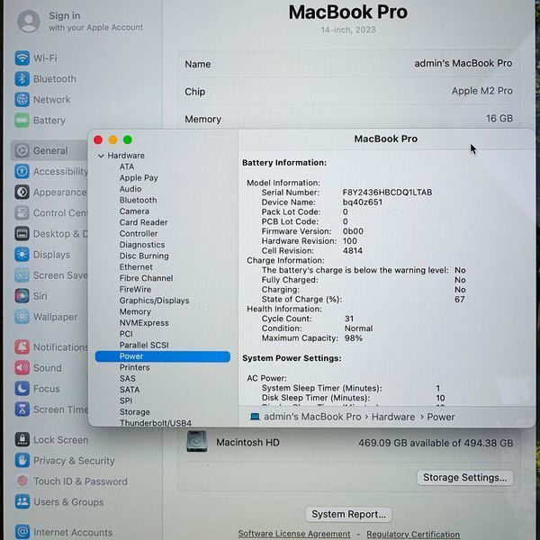 Б/в Ноутбук 14.2" Apple MacBook Pro 14 M2 Pro 16Gb RAM 512Gb SSD Liquid Retina XDR Space Gray 888-macpro16-2116