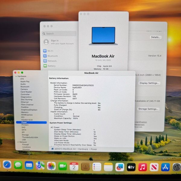 Б/у Ноутбук 15" Apple MacBook Air M4 16GB RAM 256Gb SSD IPS Sky Blue 890-macbook-air-15-2111ccxzq121s