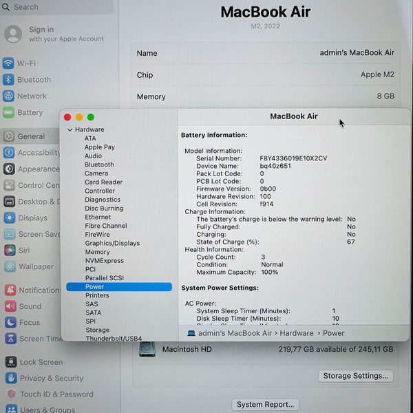 Б/в Ноутбук 13.6" Apple MacBook Air M2 8GB RAM 256Gb SSD IPS Midnight Apple Care (2087) 890-macbook-air-13-2087