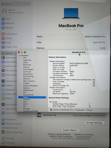 Б/в Ноутбук 16.2" Apple MacBook Pro 16 M1 Pro 16Gb RAM 512Gb SSD Liquid Retina XDR Silver (2131) 888-macpro16-2131